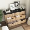 Modern 6 Drawer Cabinet With Metal Rounded Corners And Exquisite Handles Multi Functional Storage - Natural Wood - Image 5