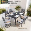 7 Pieces Outdoor Patio Furniture Set, 4 Dining Chairs & 2 Swivel Rockers Sunbrella Fabric, Rectangular Table With Umbrella Hole - Bourbon Brown - Image 6