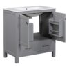Bathroom Vanity With Single Sink, Combo Cabinet Undermount Sink, Bathroom Storage Cabinet With Two Doors And A Drawer, Soft Closing, Multifunctional Storage, Solid Wood Frame - Gray - Image 12