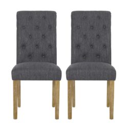 Contemporary Dining Chair (Set of 2) With Button Tufted Design - Charcoal