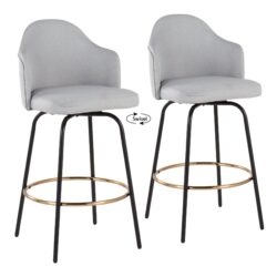 Ahoy - Contemporary Fixed Height Counter Stool Round Footrest (Set of 2) - Light Gray / Black