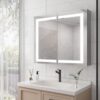 36" X 30" Medicine Cabinet With LED Vanity Mirror, Anti-Fog, Recessed Or Surface Mount, Waterproof, Dimmable, Aluminum 3000K~6000K Lighted Double Door Bathroom Cabinet With Touch Switch - Silver - Image 8