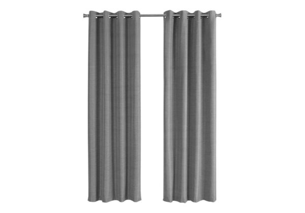 2 Pieces Set, Curtain Panel, 100% Blackout, Grommet, Contemporary & Modern - Gray