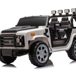 12V7A 30W*2 Four-Wheel Drive Leather Seat One Button Start, Forward And Backward, High And Low Speed, Music, Front Light, Power Display, Two Doors Can Open, 2.4G R / C, Seat Belt Four Wheel Absorber - White / Black