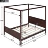 Queen Size Canopy Platform Bed With Headboard And Footboard, Slat Support Leg - Espresso - Image 9