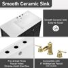 Modern Bathroom Vanity With Ceramic Sink, Freestanding, One Tip - Out Drawer, 3 Side Drawers, Adjustable Shelf - Beige - Image 6