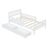 Twin Size Platform Bed With Guardrails On Both Sides And 2 Storage Drawers - White - Image 3