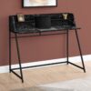 Computer Desk For Home Office, Laptop, Storage Shelves, Marble Look Modern Design - Black - Image 4