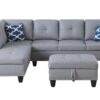 Irine - Faux Leather Sectional Sofa With Ottoman - Gray - Image 3