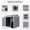 Resin Outdoor Storage Shed Waterproof Shed With Floor & Two Windows & Lockable Door, Tool Shed For Garden, Patio, Backyard - Gray - Image 3