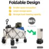 Folding Wagon, Heavy Duty Utility Beach Wagon Cart For Sand With Big Wheels, Adjustable Handle & Drink Holders For Shopping, Camping, Garden And Outdoor - Antique White / Gray - Image 10