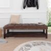 Bedroom End Of Bed Bench Tufted Upholstered End Of Bed Bench End Of Bed Entrance Shoe Bench, 60" With Nailhead Trim And Shelf Bedroom Upholstered Leather Bench Living Room Shoe Rack Footstool - Dark Brown - Image 4