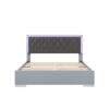 4 Piece Bedroom Sets Queen Size Upholstered Bed With LED Lights, Mirrored Nightstands And Dresser With Metal Handles And Legs - Gray - Image 4