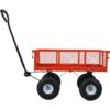 Red Steel Garden Cart With Removable Mesh Sides 550 Lb Capacity 3 Cu Ft - Red - Image 11
