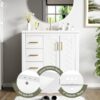 Bathroom Vanity With Ceramic Sink Combo, Frame Bathroom Storage Cabinet, Freestanding Vanity Set With 3 Drawers & Soft Closing Doors - White - Image 5