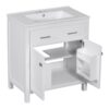 Bathroom Vanity With Ceramic Sink, Modern Single Bathroom Cabinet With 2 Doors And A Shelf, Soft Close Doors - White - Image 18