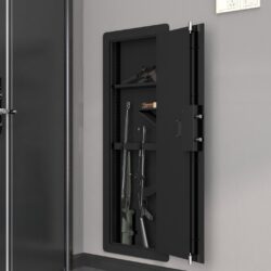 Wall Gun Safe, Gun Safes For Home, Gun Safes & Cabinets, Wall Safes Between The Studs, Quick Access Rifle Safe With Removable Shelf And Digital Keypad - Black