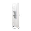 Wooden Bathroom Floor Storage Cabinet With 2 Doors And 6 Shelves - White - Image 2