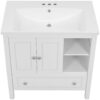 Bathroom Vanity With Sink, Bathroom Storage Cabinet With Doors And Drawers, Solid Wood Frame, Ceramic Sink - White - Image 14