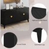 4 Door Sideboard Storage Cabinet For Living Room And Dining Room, 2 Large Cabinets With Gold Handles And Adjustable Shelf - Black - Image 5