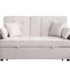 Cody II - Woven Fabric Convertible Sleeper Loveseat With Cup Holder, Charging Ports, Side Pocket, and Pocket Coil Seating - Beige - Image 2