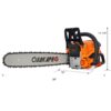 62Cc Gas Powered Chainsaw 2 Cycle Handheld Cordless Chain Saw Aluminium 18" And 20" Guide Bar - Orange - Image 23