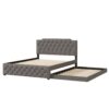Queen Size Upholstered Platform Bed With Twin Size Trundle And 2 Sets Of USB Ports On Each Side - Gray - Image 2