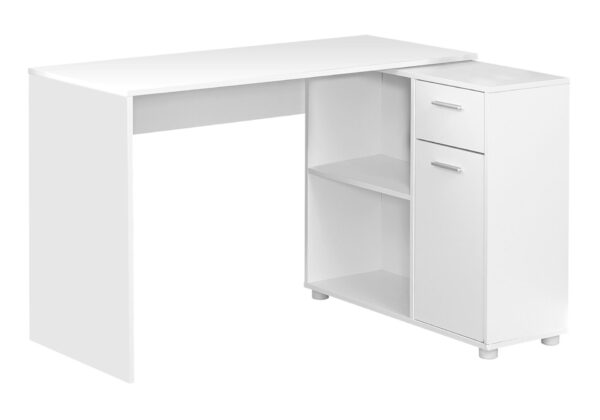 Computer Desk, Home Office, Corner, Storage Drawers, L Shape, Laptop, Contemporary & Modern - White