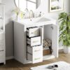 Bathroom Vanity With Ceramic Sink Combo, Frame Bathroom Storage Cabinet, Freestanding Vanity Set With 3 Drawers & Soft Closing Doors - White - Image 23