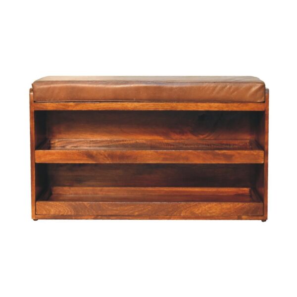 Buffalo - Hide Pull Out Shoe Storage Bench - Chestnut