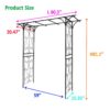Metal Garden Arch Climbing Plants Support Rose Arch Outdoor - Black - Image 4