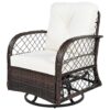 3 Piece Outdoor Chair & Table Set Chat Set 2 Person Rattan Seating Group With 2 Swiveling And Rocking Chairs And A Square Table For Garden, Patio, Or Balcony - Brown - Image 22