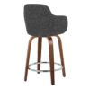 Boyne - Contemporary Fixed Height Counter Stool With Swivel With Round Footrest (Set of 2) - Walnut / Dark Gray - Image 4