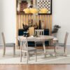 5 Piece Dining Table Set Round Extendable With Chairs - Natural Wood Wash - Image 8