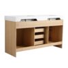 Original 60" Freestanding Bathroom Vanity With Double Resin Sink Soft Closing Doors & Drawers Plywood - Oak - Image 11