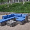 Patio Sofa With Cushions - Blue / Gray - Image 9