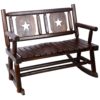 Rustic Outdoor Wood Rocking Bench Double Rocking Chair For 2 Persons With Curved Seat, Porch Rocker - Brown - Image 5