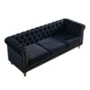 Chesterfield - Velvet Sofa 84.65" For Living Room - Black - Image 3