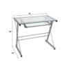 Modern Metal And Glass Computer Desk With Keyboard Tray - Silver - Image 11