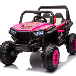 12V7A*2 30W*4 Four-Wheel Drive Leather Seat One Button Start, Forward And Backward, High And Low Speed, Music, Front Light, Power Display, Two Doors Can Open, 2.4G R / C, Seat Belt Four Wheel Absorber - Pink