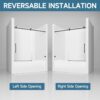 Frameless Single Sliding Shower Door With Soft Close, 5 / 16" Clear Nano Coated Tempered Glass, 60" X 60" - Matte Black - Image 11