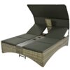 Patio Daybed Outdoor Daybed Sun Lounger With Shelter Roof With Adjustable Backrest, Storage Box And 2 Cup Holders For Patio, Balcony, Poolside - Gray - Image 13
