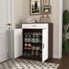 Freestanding Wooden Shoe Cabinet, 4 Tier Organizer With Drawer - White / Walnut - Image 2