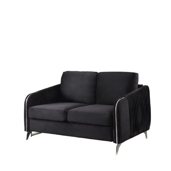 Hathaway - Velvet Modern Chic Loveseat Couch - Black