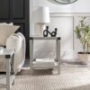 Rustic Industrial Metal X 2 Tier Side Table - Stone Gray - Image 6