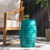 Lilac - Modern Side Table With Iron Cut Design - Teal - Image 6