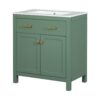 Bathroom Vanity With Ceramic Sink, Modern Single Bathroom Cabinet With 2 Doors And A Shelf, Soft Close Doors - Green - Image 19