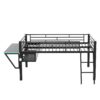 Full Size Modern Gaming Mid Loft Bed With Desk And LED Lights - Black - Image 8