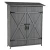 Outdoor Storage Shed With Lockable Door, Wooden Tool Storage Shed With Detachable Shelves & Pitch Roof - Gray - Image 17
