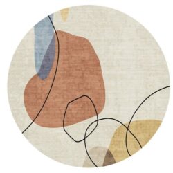 Rabbit - Washable Non - Slip Round Rug - Ivory / Red